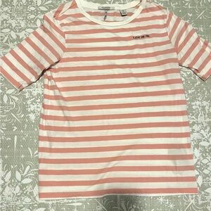 Scotch & Soda Coquette Coral and White Striped Short Sleeve Tee